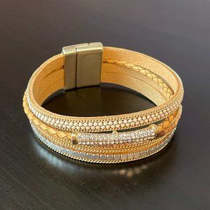 Torrid Faux Leather Mixed Metal Magnetic Bracelet